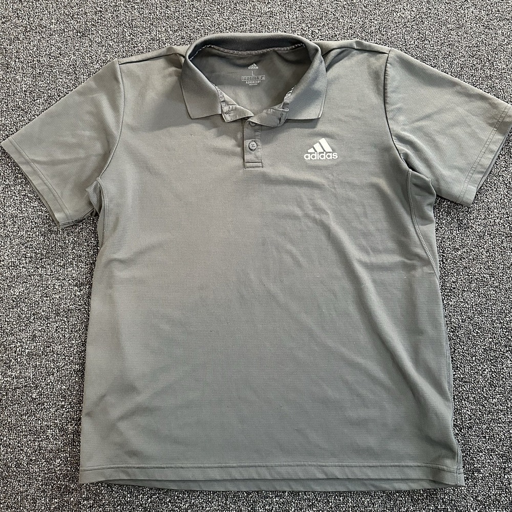 Adidas Aeroready Mens Grey Short‎ Sleeve Golf Polo Shirt Size Large